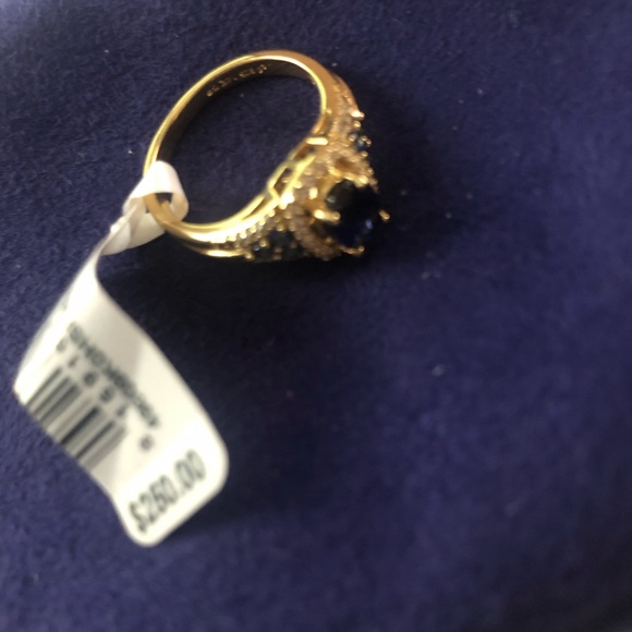 14kt gold over sterling silver lab created sapphire ring. BNWT  size 7 - Picture 2 of 5
